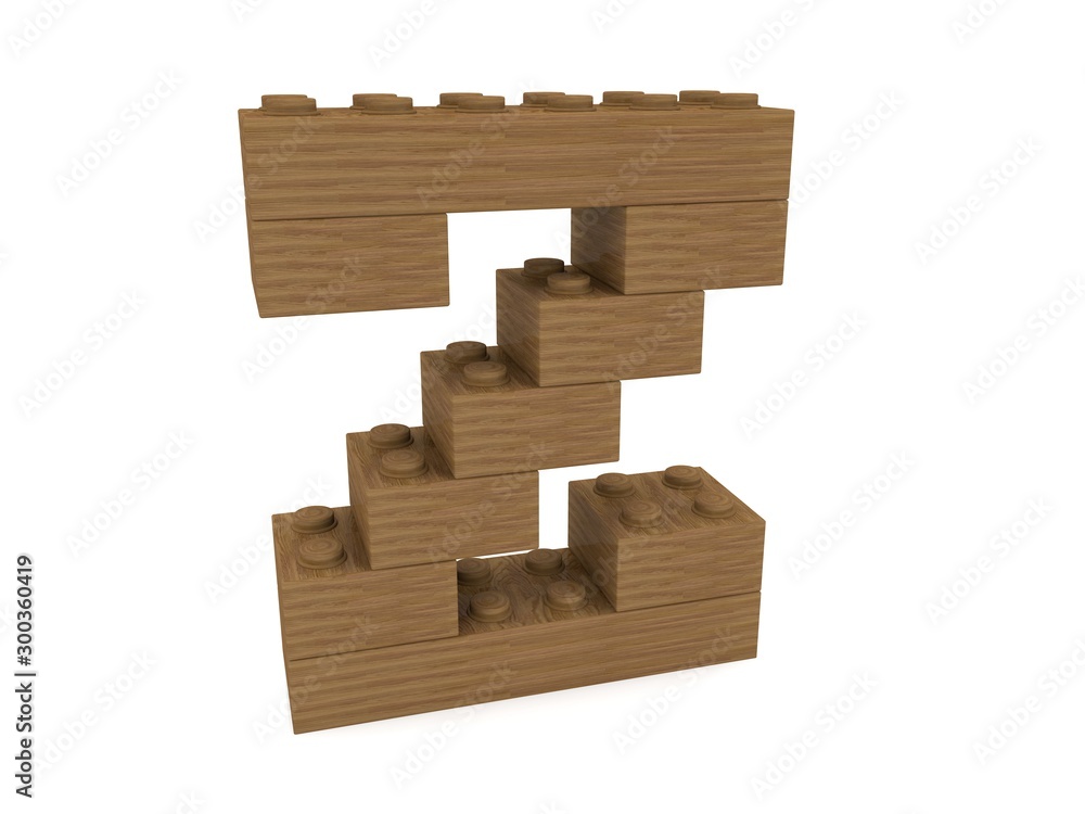 Letter Z concept built from toy wood bricks Letter Z concept built from toy wood bricks