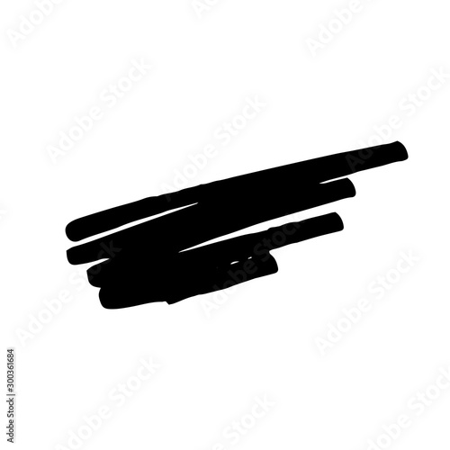 Hand drawn black ink brash stroke. Simple abstract element. Single, careless painted vector. Black, isolated on a white background.