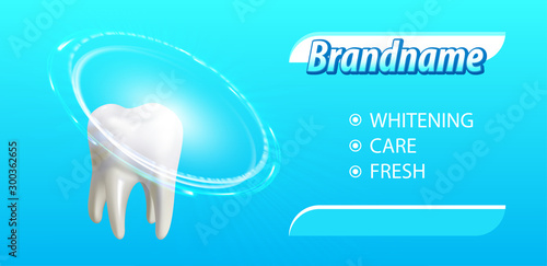 Whitening toothpaste poster concept. Tooth before and after whitening treatment. Graphic concept for your design. Vector Illustration