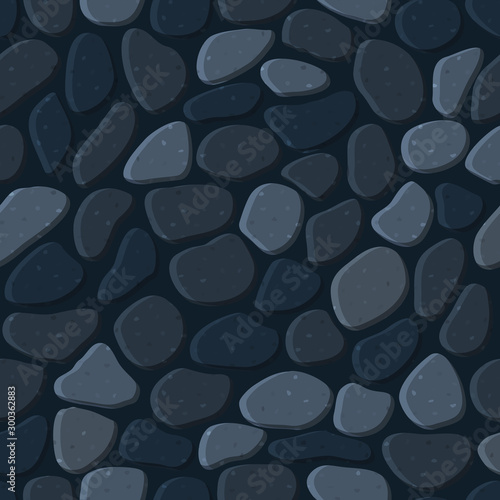 Stone seamless pattern for cover design. Endless texture. Gray wall of pebbles. Vector illustration. Cartoon.