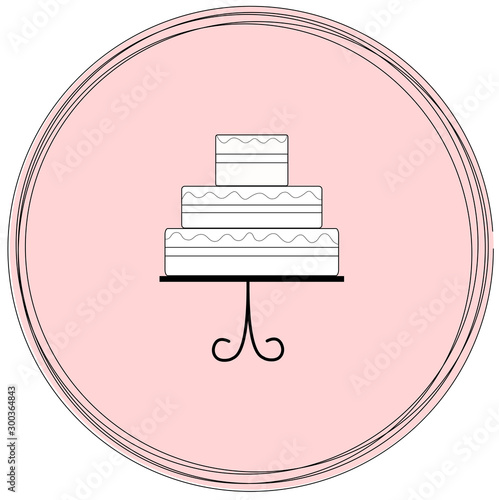 White cake on pink background for logo and banner