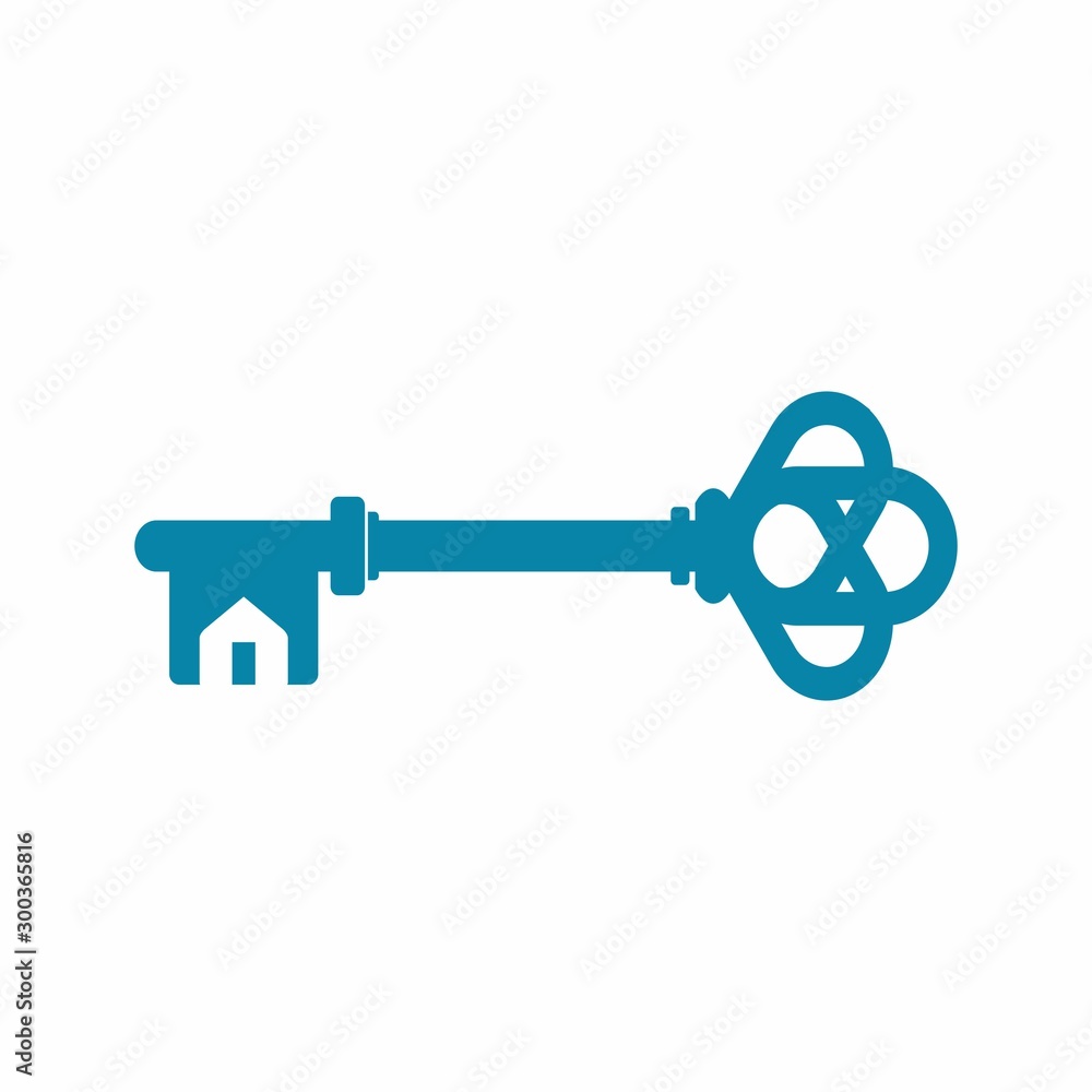 Obraz premium Key shape, Real estate logo design template vector illustration