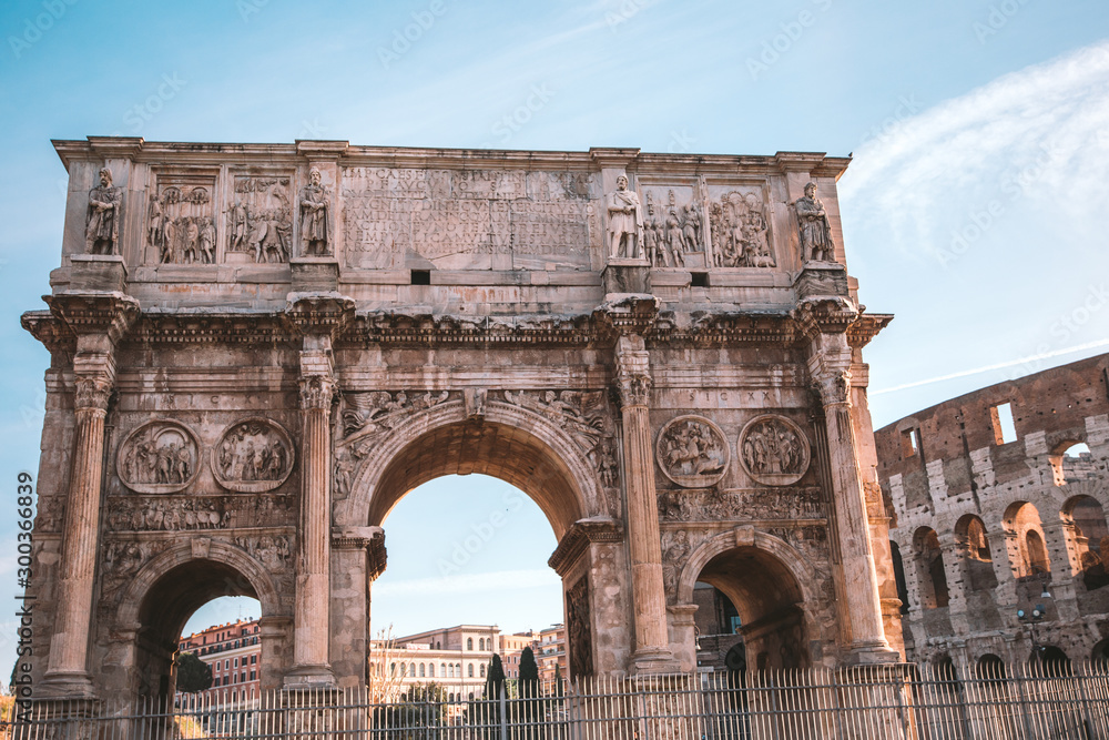 Arco di Constantino and Colosseum, Rome Italy