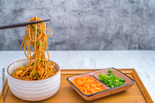 Close-up of Hot and Dry Noodles for Famous Snacks in Wuhan, China photo