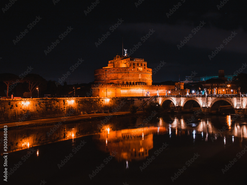 Castelo di Saint Angelo in Rome, Italy, at night