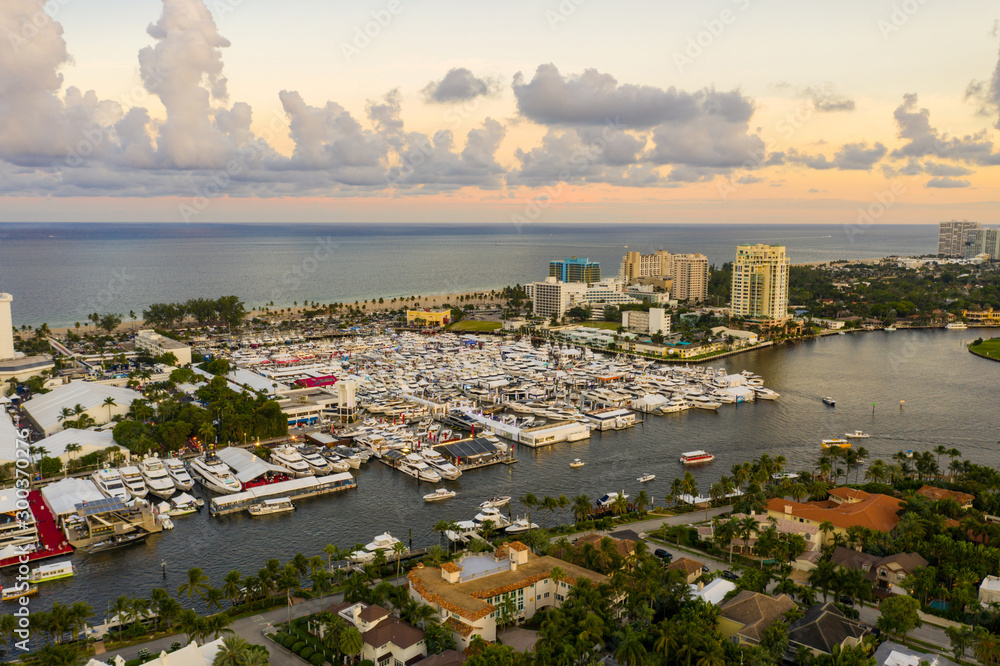 Drone photo of the Fort Lauderdale beach boat show 2019
