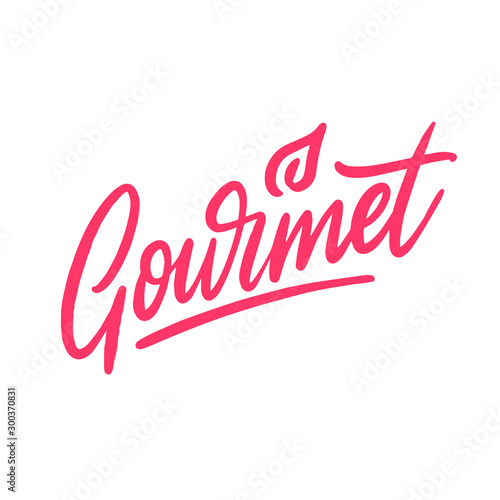 Gourmet on white background suitable for card icon or typography logo design