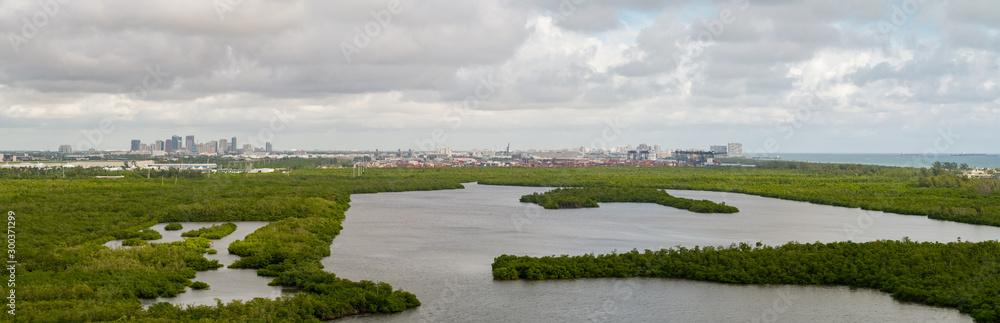Aerial panorama Port Everglades Fort Lauderdale Florida