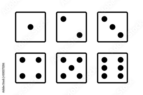Dice set icon isolated on white background. Poker casino vector illustration. Casino vegas game. Isolated vector sign symbol. Flat simple vector icon. Symbol collection.