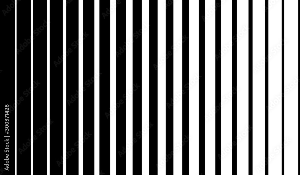 Black vertical lines on halftone white background. Linear graphic illustration. Vertical lines. Geometric element. Geometric pattern wallpaper design. - obrazy, fototapety, plakaty 