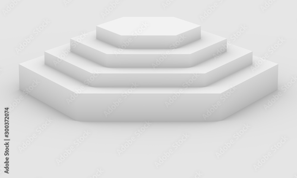 3D Rendered Hexagon Shape Stair Product Stand 3D Rendered Hexagon Shape Stair Product Stand