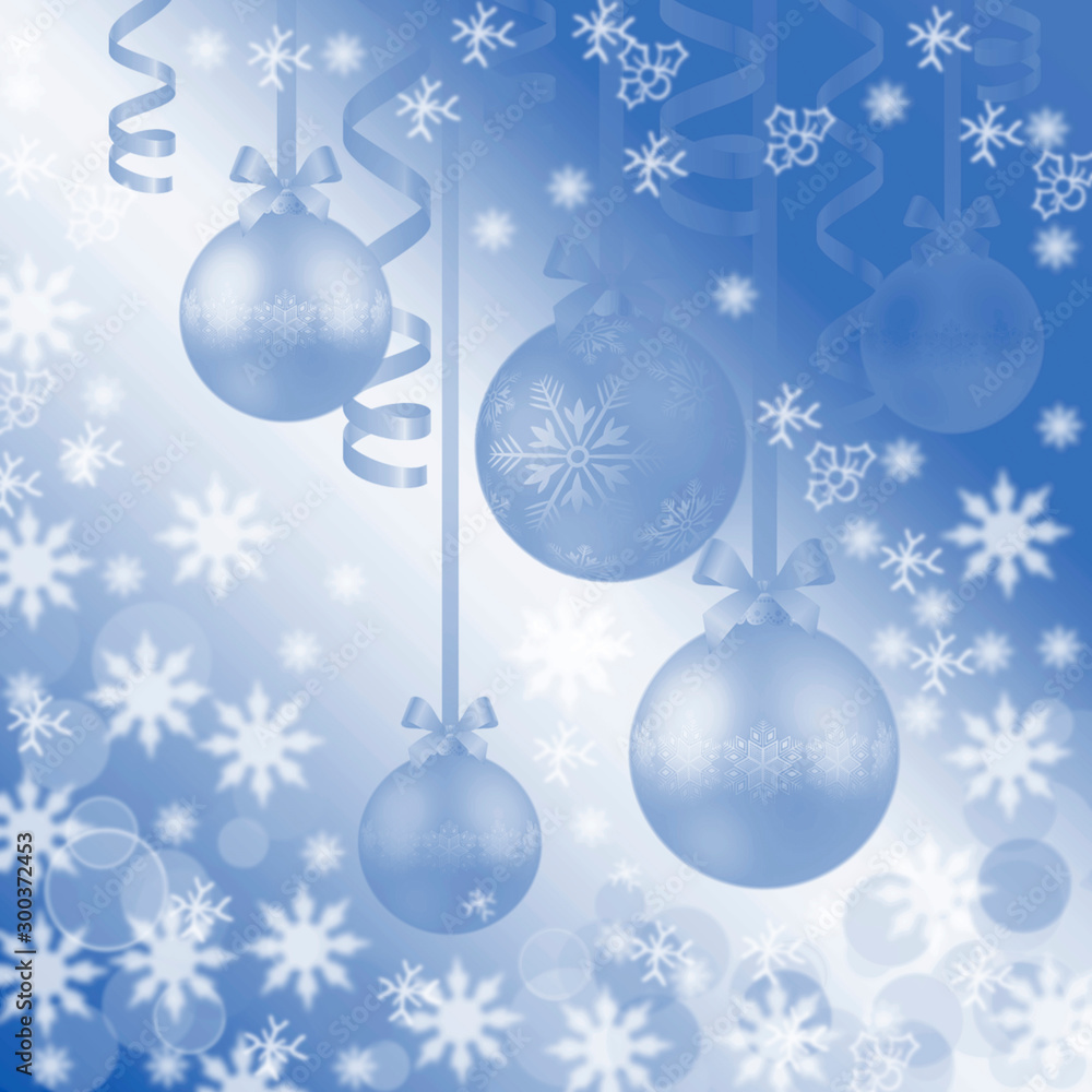 Christmas abstract background with bokeh, snowflakes, balls, Christmas and new year decor Christmas abstract background with bokeh, snowflakes, balls, Christmas and new year decor