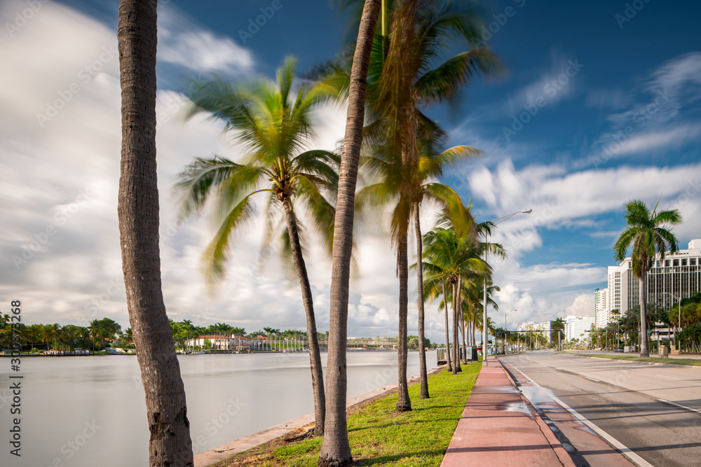 Sidewalk in Miami Beach Collins Avenue