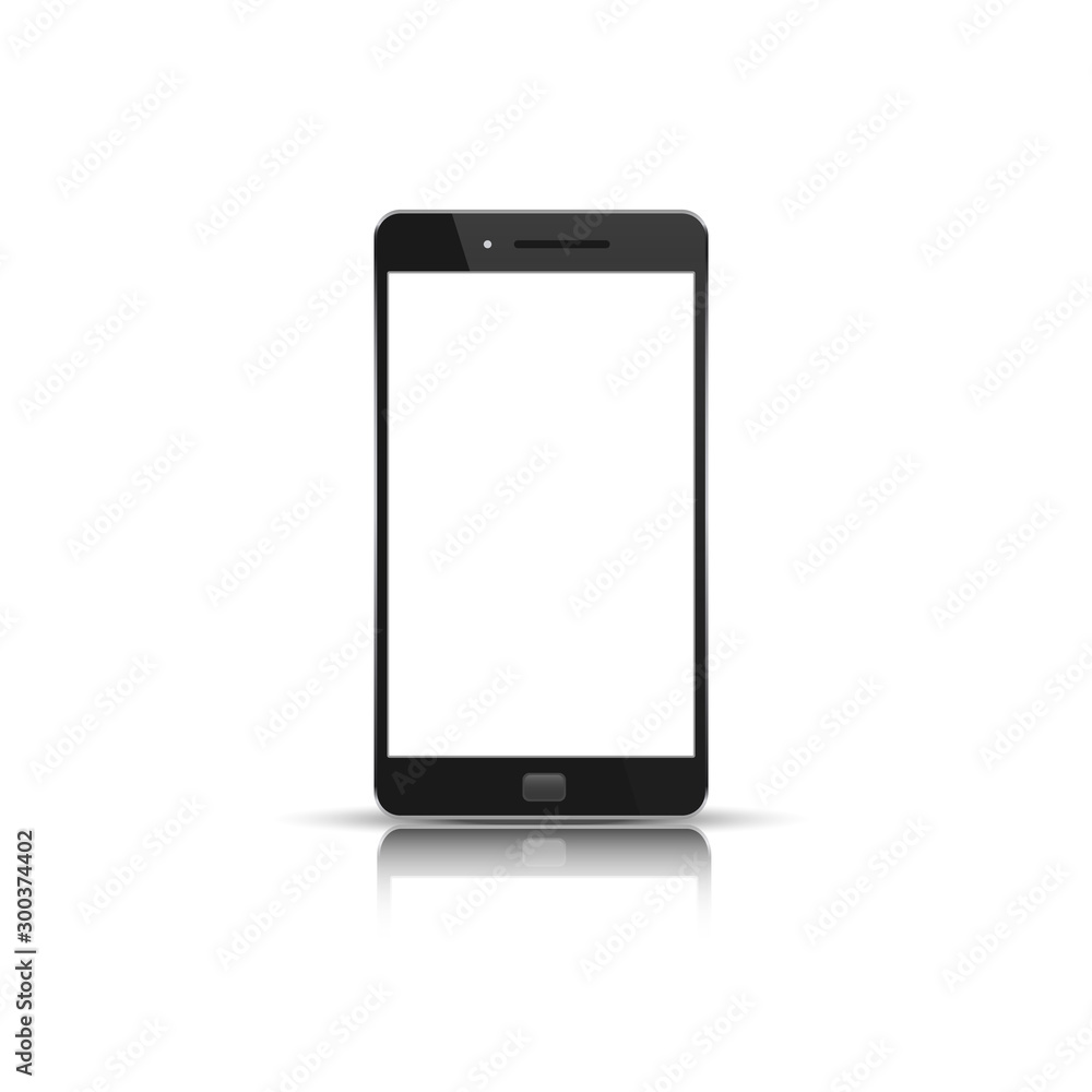 Realistic smartphone mockup isolated on white background with shadow vector illustration. EPS 10 Realistic smartphone mockup isolated on white background with shadow vector illustration. EPS 10