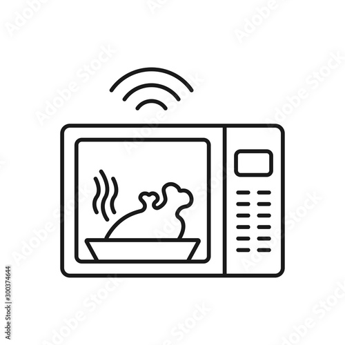 smart microwave - minimal line web icon. simple vector illustration. concept for infographic, website or app.