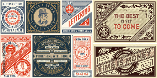 Set of 8 Vintage Labels Templates. Vector layered