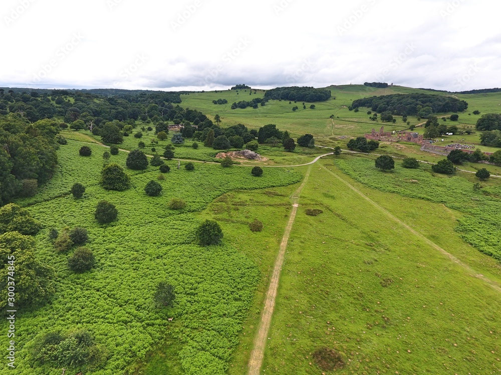 Beautiful parks. United Kingdom. Drone footage.