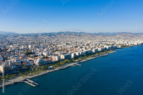 Aerial: The cityscape of Limassol © castenoid