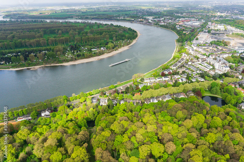 Luftaufnahme Rhein bei Düsseldorf Benrath  photo