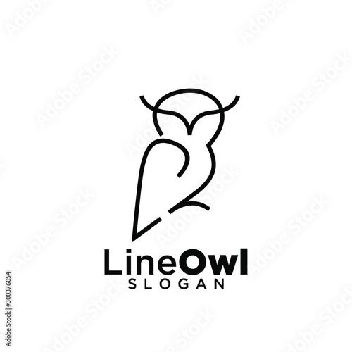 owl line logo icon design vector illustration