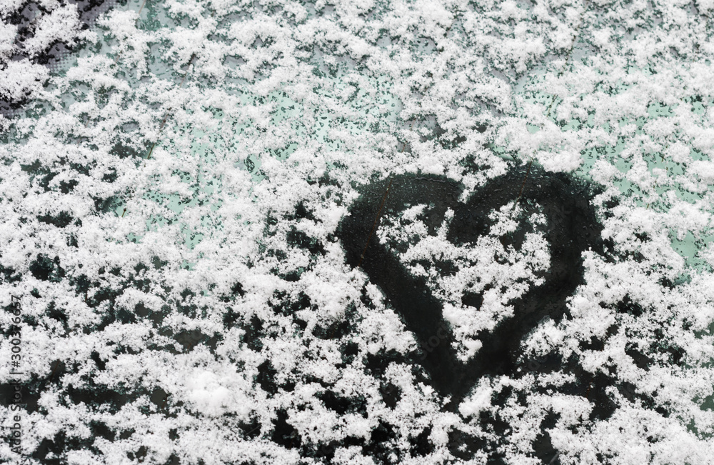 I love winter phrase on the car window. Winter concept I love winter phrase on the car window. Winter concept