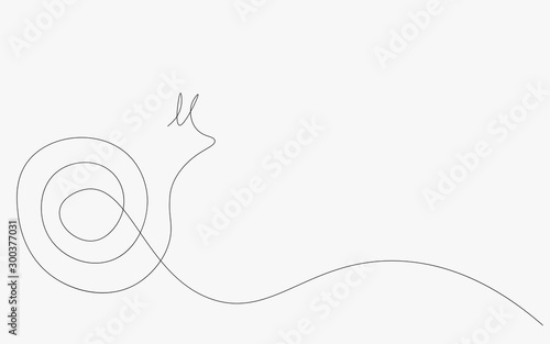 Snail silhouette one line drawing, vector illustrtion