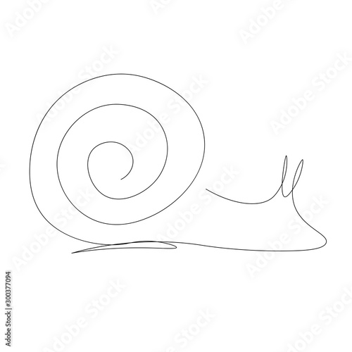 Snail animal one line drawing, vector illustrtion