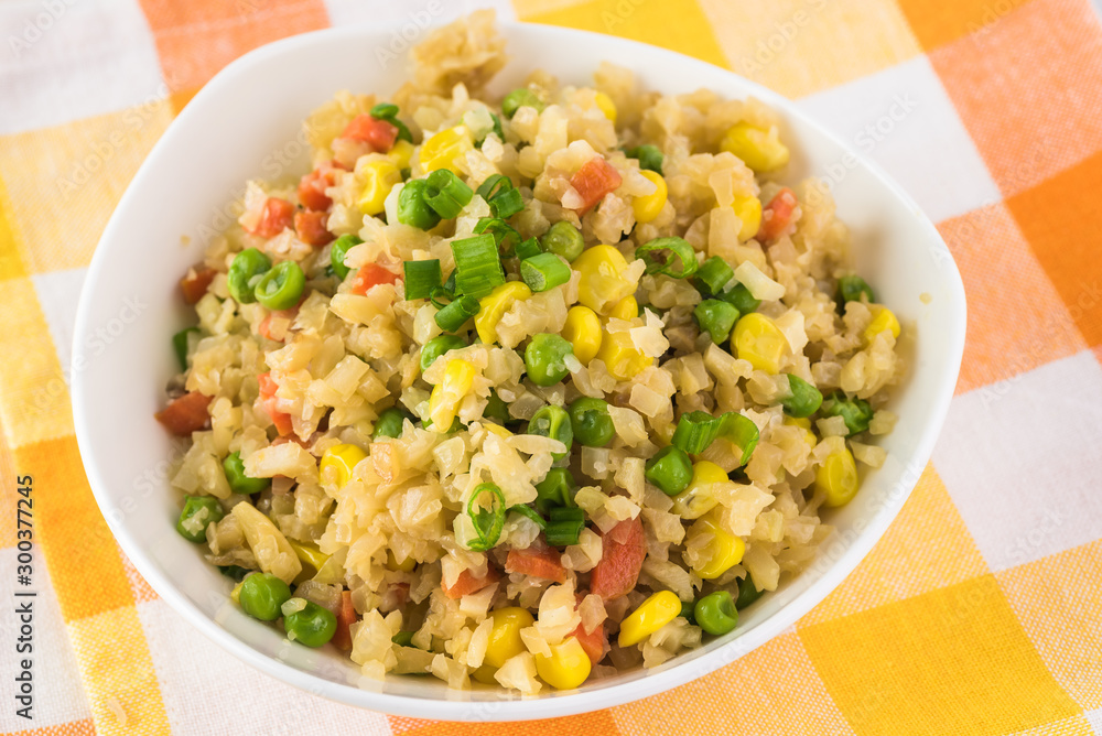Homemade healthy cauliflower fried rice. Homemade healthy cauliflower fried rice.