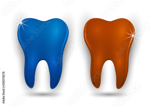 Healthy tooth icon. Flat design style. Tooth simple silhouette. Modern, minimalist icon in stylish colors. Website page design element and mobile application, brochure design, banner, flyer.
