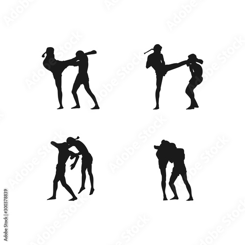 thai boxing logo template. Sport design creative vector