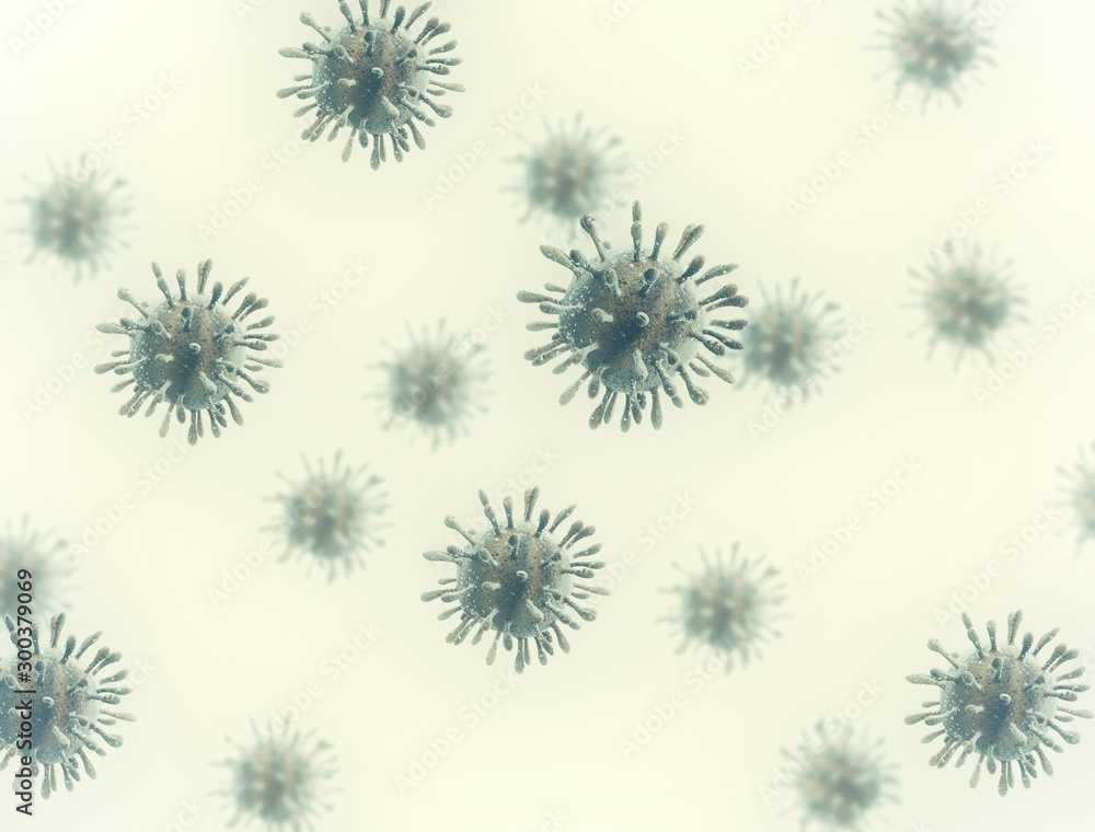 Virus cells 3d illustration with depth of field isolated on white background Virus cells 3d illustration with depth of field isolated on white background