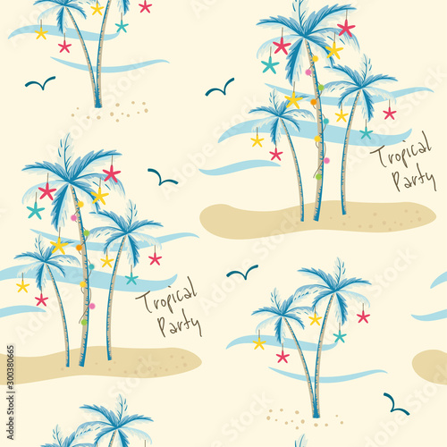 Seamless pattern of Christmas palm trees