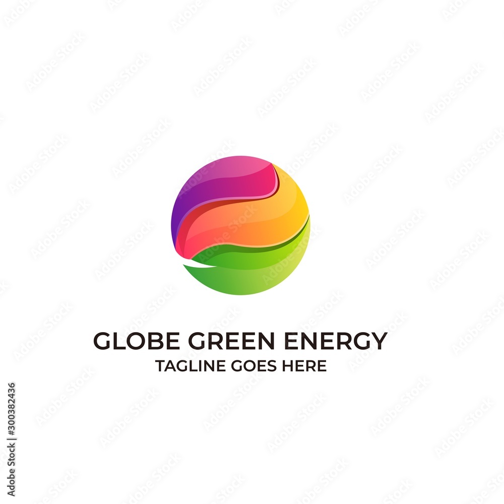Abstract Nature Green Globe Energy Concept Illustration Vector Template, Abstract Nature Green Globe Energy Concept Illustration Vector Template,