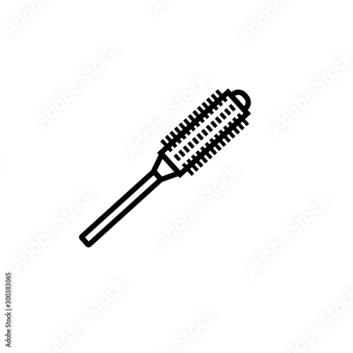 vector icon with curly hair brush icon