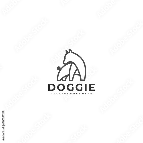 Dog Line Art Design concept Illustration Vector Template.