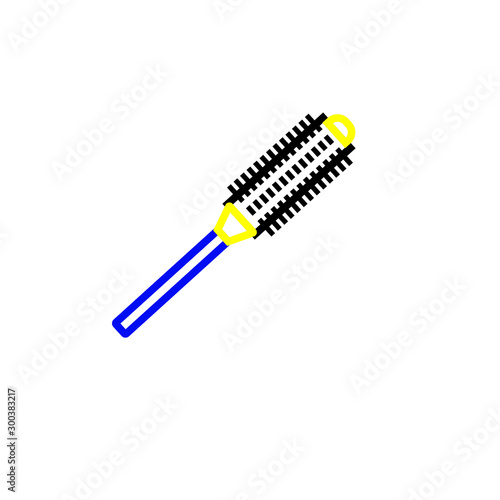 vector icon with curly hair brush icon