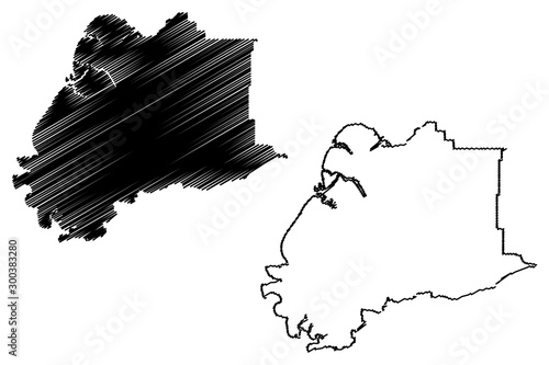 Kusilvak Census Area, Alaska (Boroughs and census areas in Alaska, United States of America,USA, U.S., US) map vector illustration, scribble sketch Wade Hampton map