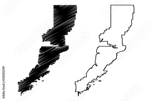 Lake and Peninsula Borough, Alaska (Boroughs and census areas in Alaska, United States of America,USA, U.S., US) map vector illustration, scribble sketch Lake and Peninsula map