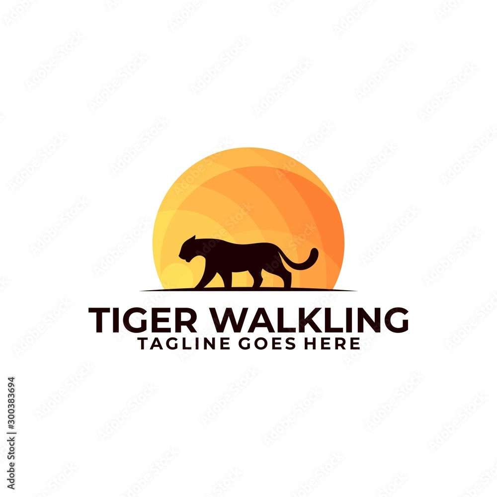 Abstract Silhouette Tiger Walking Concept illustration vector template. Abstract Silhouette Tiger Walking Concept illustration vector template.