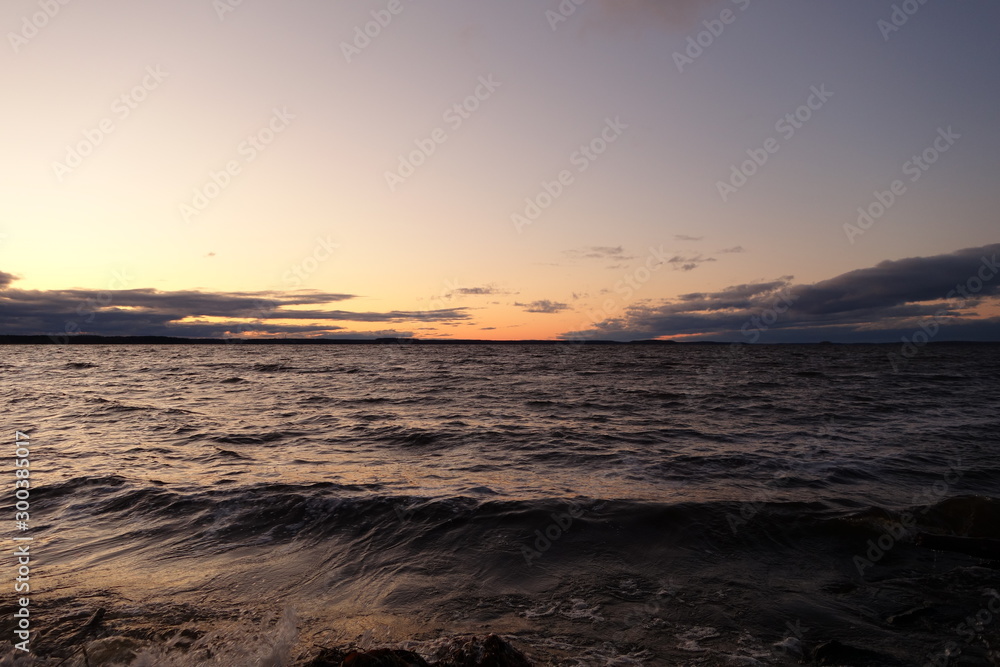 Sunset at Moscow Sea at Dubna in Russia in autumn