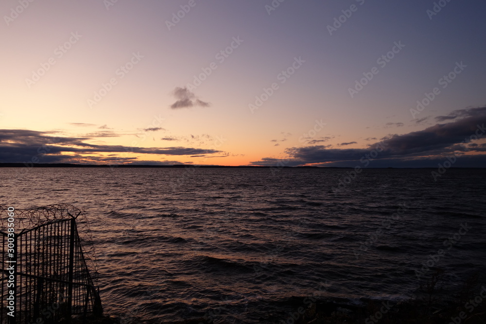 Sunset at Moscow Sea at Dubna in Russia in autumn
