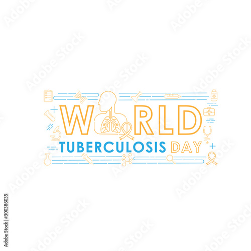 World Tuberculosis Day - Vector logo poster banner illustration of World Tuberculosis Day on March 24th. Lungs Health care awareness campaign. isolated on white background.