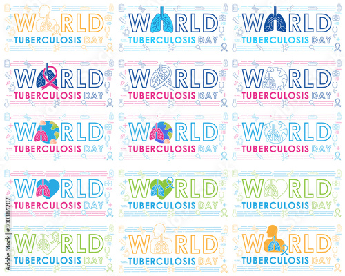 World Tuberculosis Day - Vector logo poster banner illustration of World Tuberculosis Day on March 24th. Lungs Health care awareness campaign. isolated on white background.