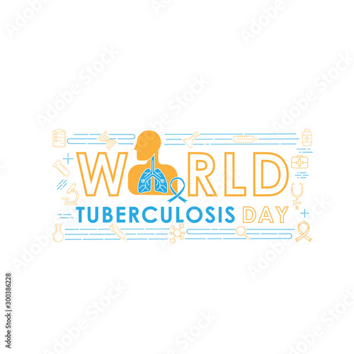World Tuberculosis Day - Vector logo poster banner illustration of World Tuberculosis Day on March 24th. Lungs Health care awareness campaign. isolated on white background.