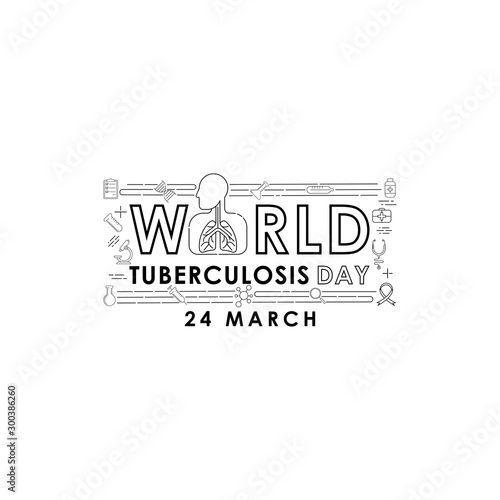 World Tuberculosis Day - Vector logo poster banner illustration of World Tuberculosis Day on March 24th. Lungs Health care awareness campaign. isolated on white background.