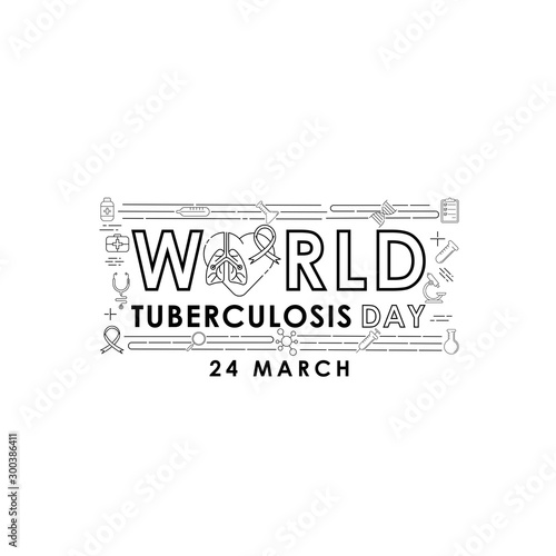 World Tuberculosis Day - Vector logo poster banner illustration of World Tuberculosis Day on March 24th. Lungs Health care awareness campaign. isolated on white background.