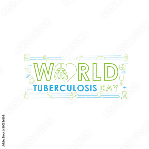 World Tuberculosis Day - Vector logo poster banner illustration of World Tuberculosis Day on March 24th. Lungs Health care awareness campaign. isolated on white background.