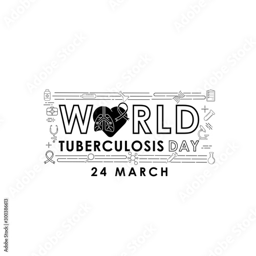World Tuberculosis Day - Vector logo poster banner illustration of World Tuberculosis Day on March 24th. Lungs Health care awareness campaign. isolated on white background.