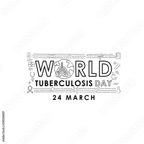 World Tuberculosis Day - Vector logo poster banner illustration of World Tuberculosis Day on March 24th. Lungs Health care awareness campaign. isolated on white background.