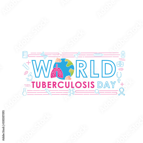 World Tuberculosis Day - Vector logo poster banner illustration of World Tuberculosis Day on March 24th. Lungs Health care awareness campaign. isolated on white background.